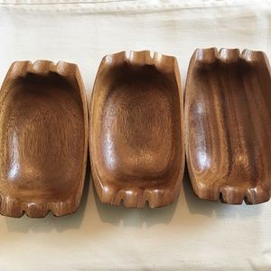 Vintage Wooden Bowls Hawaiian Style Monkey Pod 3